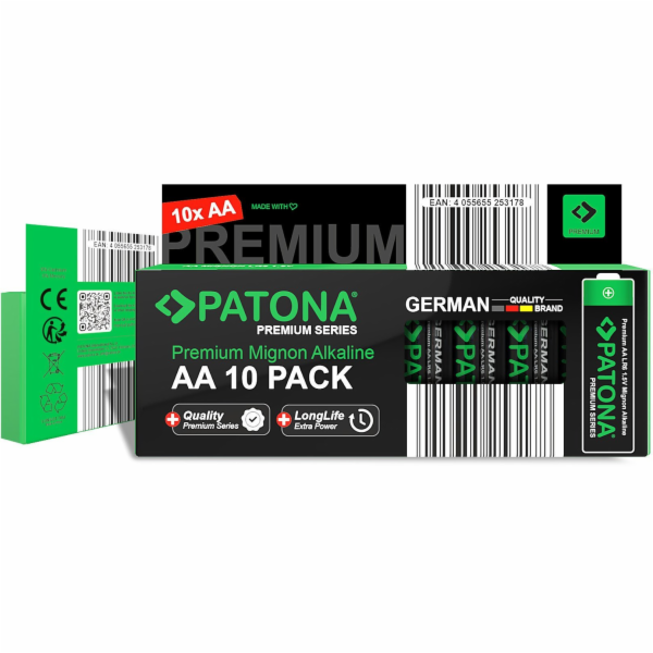 PATONA Premium AA Mignon LR06 – 10x alkalické baterie 1,5V