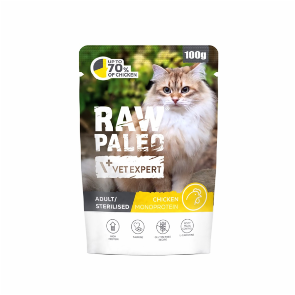 VetExpert Raw Paleo Adult Sterilised Chicken - mokré krmi...