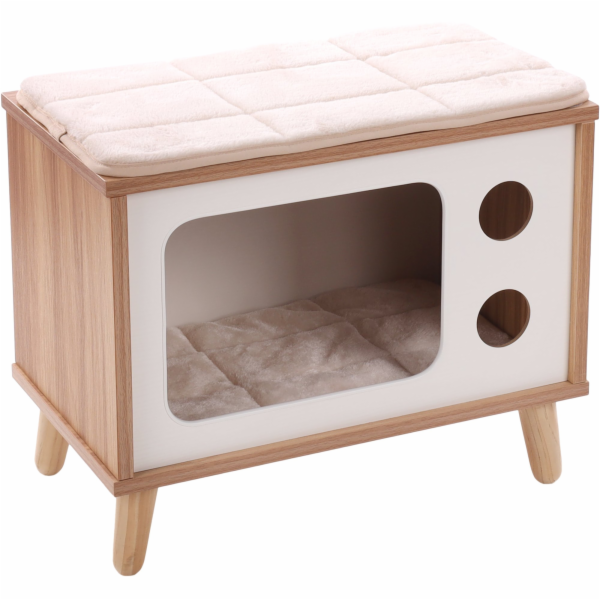 Flamingo Pelíšek pro kočky TV se škrabadlem 50x29x41cm