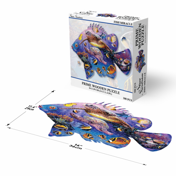 PRIME 3D Dřevěné PUZZLE - Rybí zázrak 300 dílků