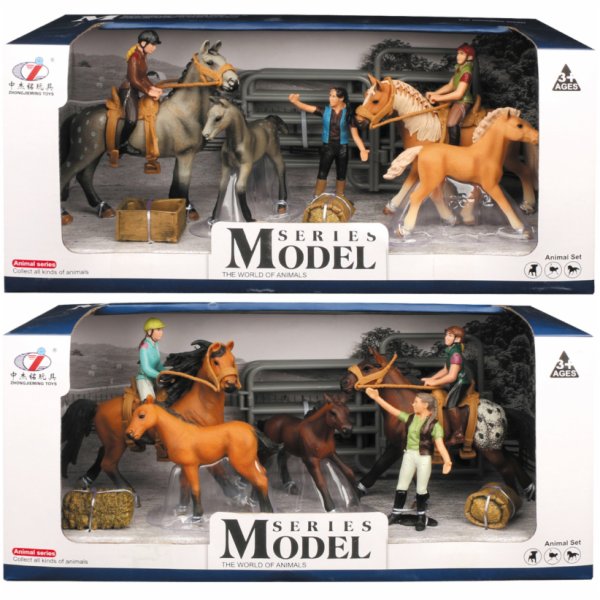 Zvířátka z farmy - Set koní s jezdcem a příslušenstvím 2 ...