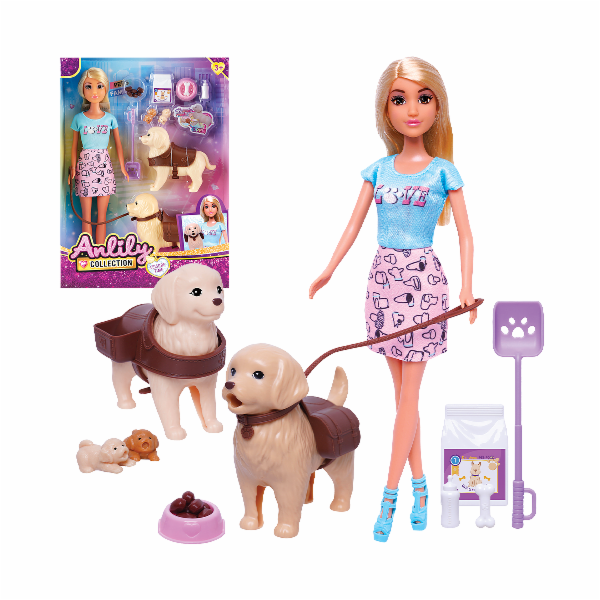 Set panenky a dvou pejsků