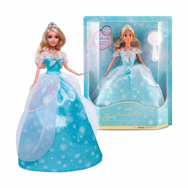 Módní panenka v princeznovských šatech - modré