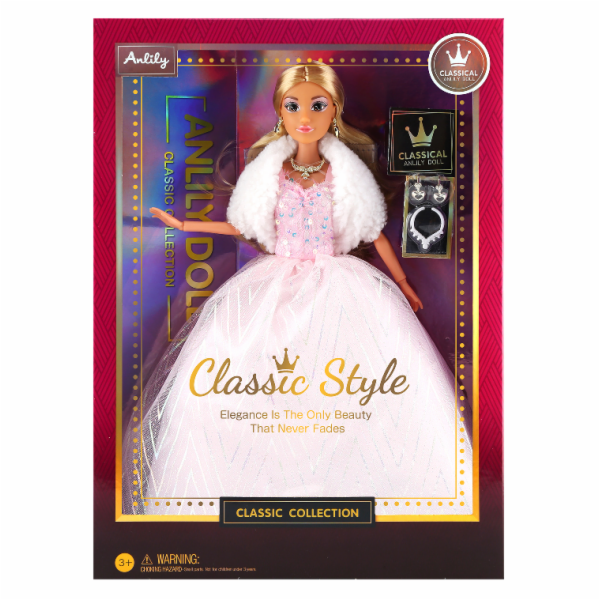 Módní panenka ve společenských šatech - světle růžové