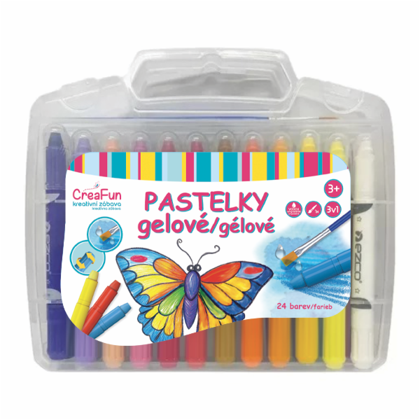 CreaFun - Pastelky gelové 3v1 omyvatelné - sada 24 ks + š...