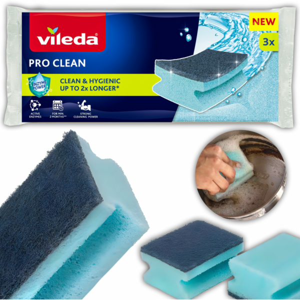 Enzymatická profilovaná drátěnka Vileda Pro Clean 3 ks.