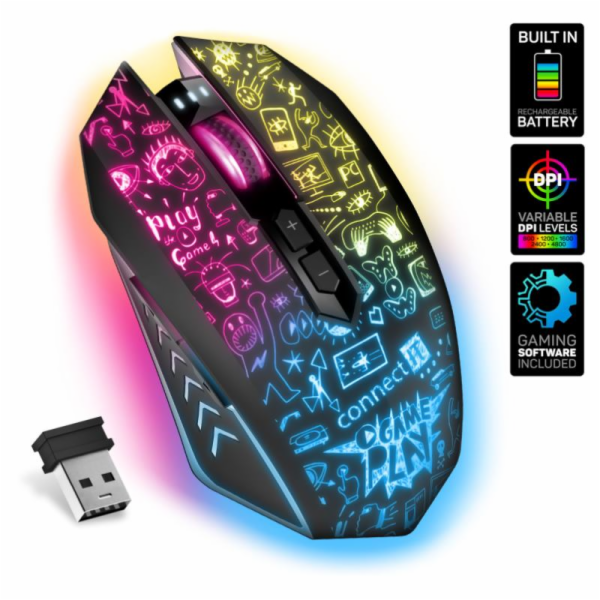 CONNECT IT DOODLE 2 PRO bezdrátová herní myš, ČERNÁ