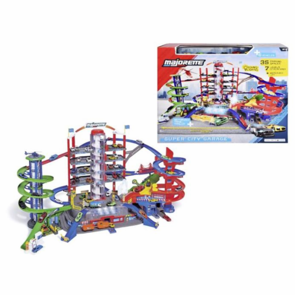 Garáž Majorette Super City + 6 autíček a vlak