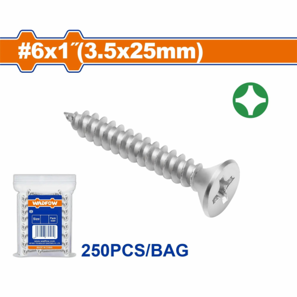 DTZ Wadfow Vrut samořezný ZH 3.5x25mm, sada 250 ks