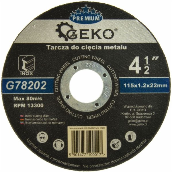 GEKO Kotouč řezný na kov/ocel INOX, 115x1,2mm GEKO