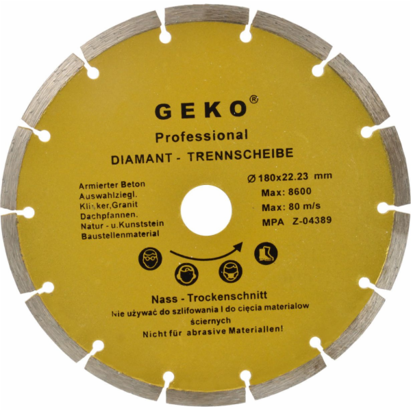GEKO Kotouč diamantový řezný segmentový, 180x8x22mm GEKO