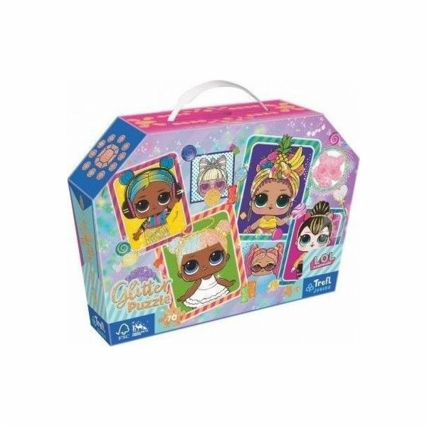 Trefl Puzzle 70 dílků s třpytkami v krabičce Barevné pane...