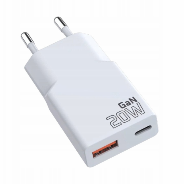 SUPER SLIM QC 3.0 20W 1XUSB 1XUSB-C nástěnná nabíječka bí...