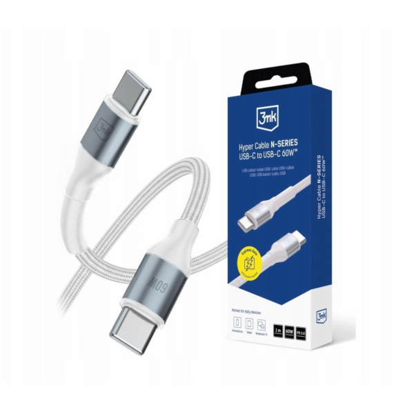 3mk kabel Hyper Cable N-SERIES C to C 1m 20V/3A 60W White