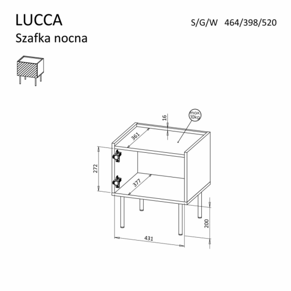 Cama LUCCA 490355 noční stolek Bílá