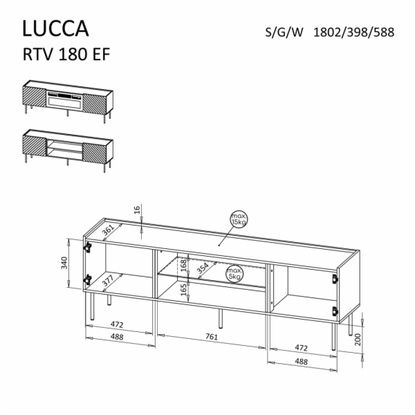 Cama LUCCA 5903815011337 televizní stolek/nábytek k multi...