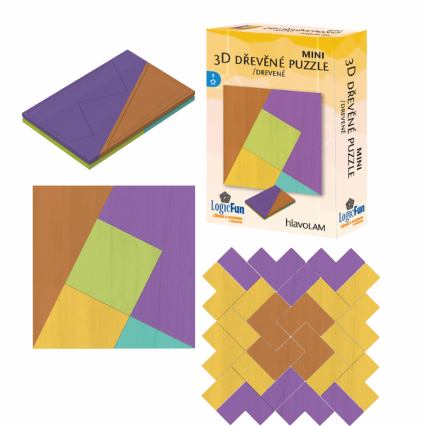 Hlavolam - Mini 3D dřevěné puzzle více druhů