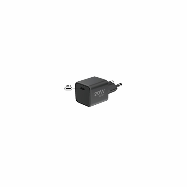 WG - Síťová nabíječka GaN 1x USB-C, PD 20W, 5V-9V-12V, černá