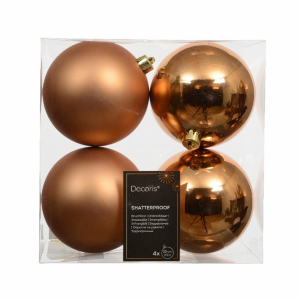 Vánoční hračky na stromeček, hnědé, 10 cm, plastové, 4 ks.