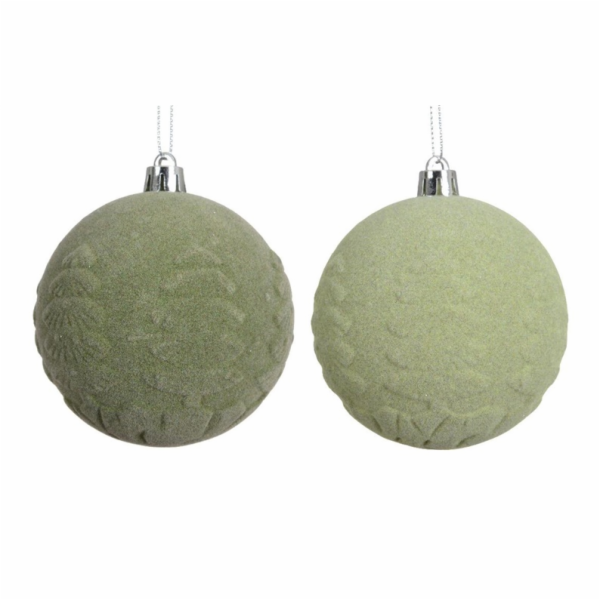 Vánoční hračka na stromeček Samet, zelená, 8 cm, plastová