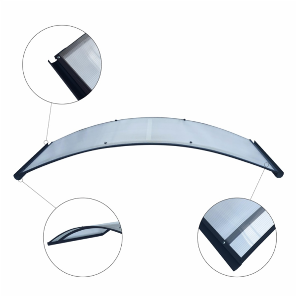 Polykarbonátová stříška 6 mm, 150x70x20 cm