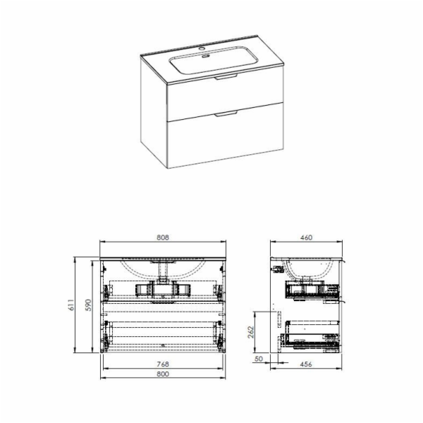 SKŘÍŇKA S UMYVADLEM EKOLINE 80 ANTRACIT