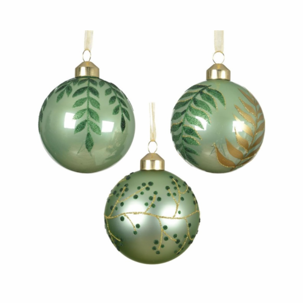 Vánoční hračka na stromeček Listy, 8 cm, sklo