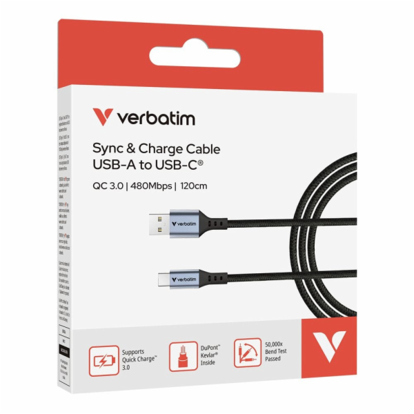 Verbatim USB-A->C kabel Sync & Charge 18W černý