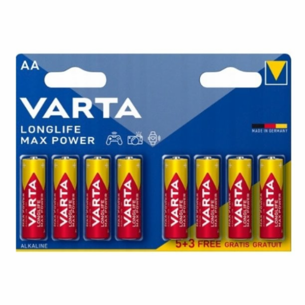 Varta Varta Longlife Max Power, alkalické baterie, AA, 8 ks