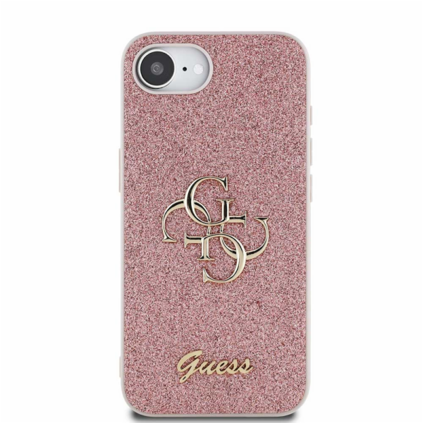 Guess Kryt Fixed Glitter Big 4G pro iPhone 16e růžový
