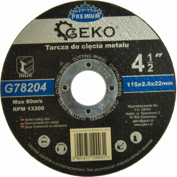 GEKO Kotouč řezný na kov, 115x2mm GEKO