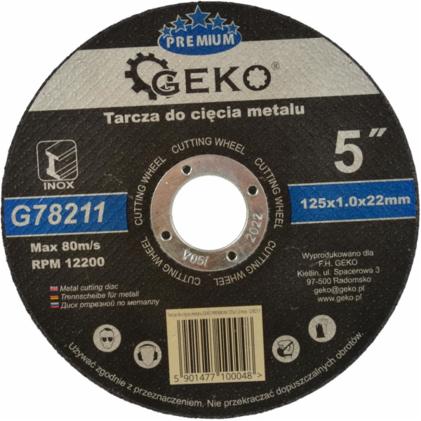 GEKO Kotouč řezný na kov, 125x1,0mm GEKO