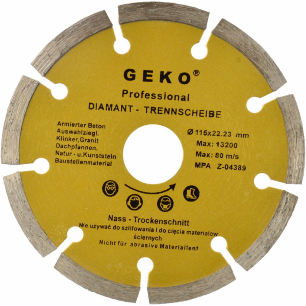 GEKO Kotouč diamantový řezný segmentový, 115x8x22,2mm GEKO