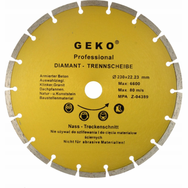 GEKO Kotouč diamantový řezný segmentový, 230x8x22mm GEKO