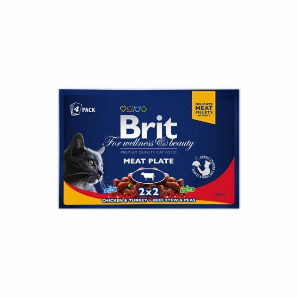BRIT Premium Cat Meat Tale - mokré krmivo pro kočky - 4x100g