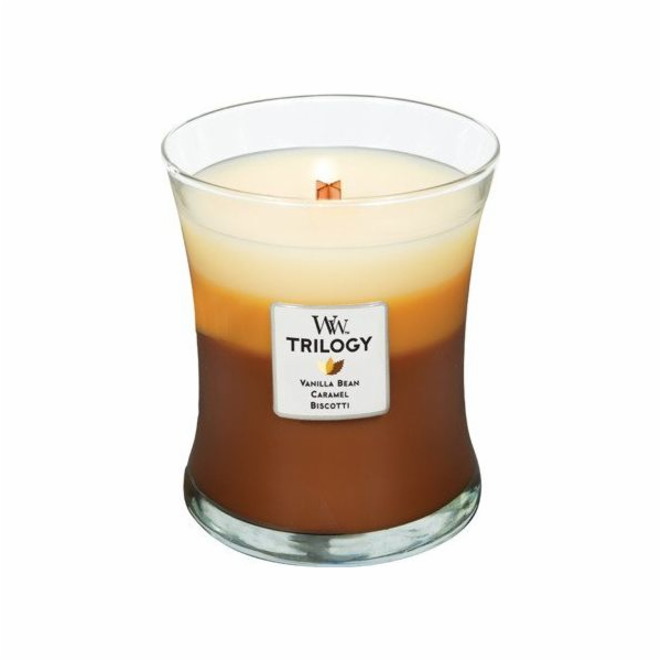 Svíčka WoodWick Trilogy střední, Café Sweets, Dezert v ka...