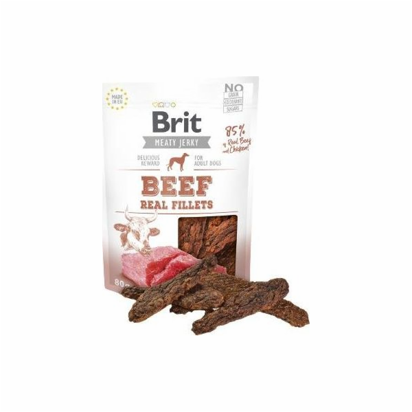 Brit Jerky Beef Real Fillets - Hovězí - psí pamlsek - 80 g