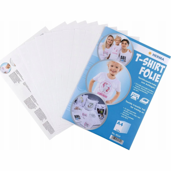 Herma T-Shirt Folie A4 für helle + weiße Textilien 10 Bla...
