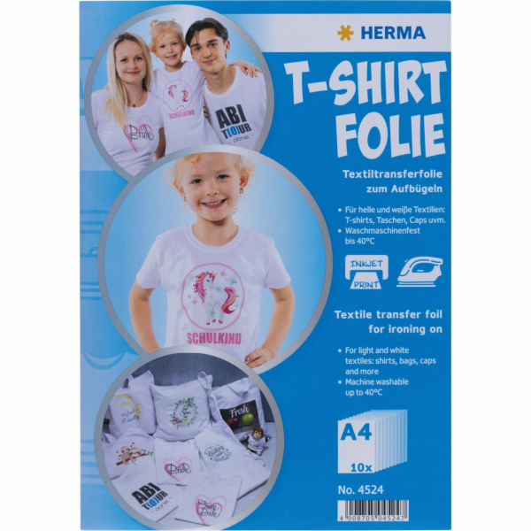 Herma T-Shirt Folie A4 für helle + weiße Textilien 10 Bla...