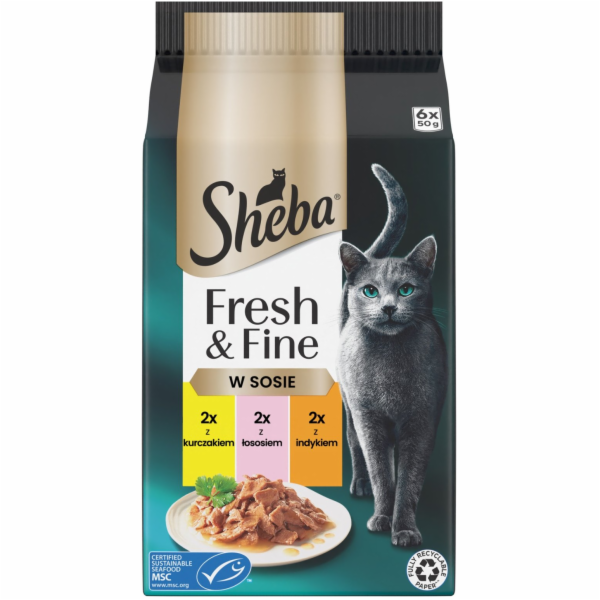 SHEBA Fresh Fine in gravy Chicken, salmon, tuna - mokré k...