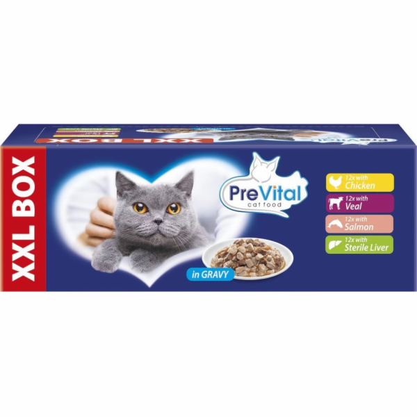 PREVITAL XXL BOX Mix chutí s kuřetem, telecím, lososem a ...