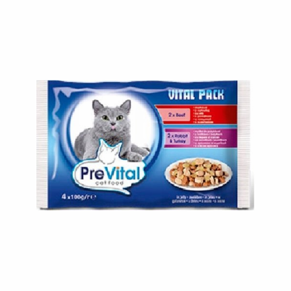 PREVITAL Hovězí a králičí s krůtím v želé - vlhké krmivo ...