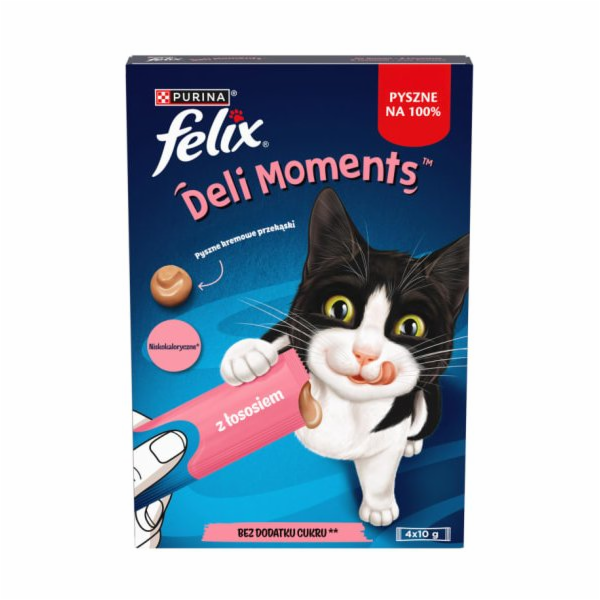 PURINA Felix Deli Moments Salmon - pamlsek pro kočky - 4x10g