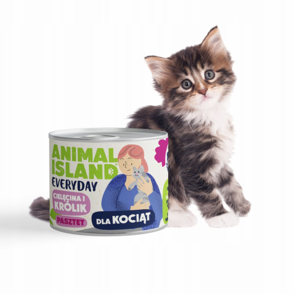 ANIMAL ISLAND Everyday Veal and rabbit for kittens - mokr...