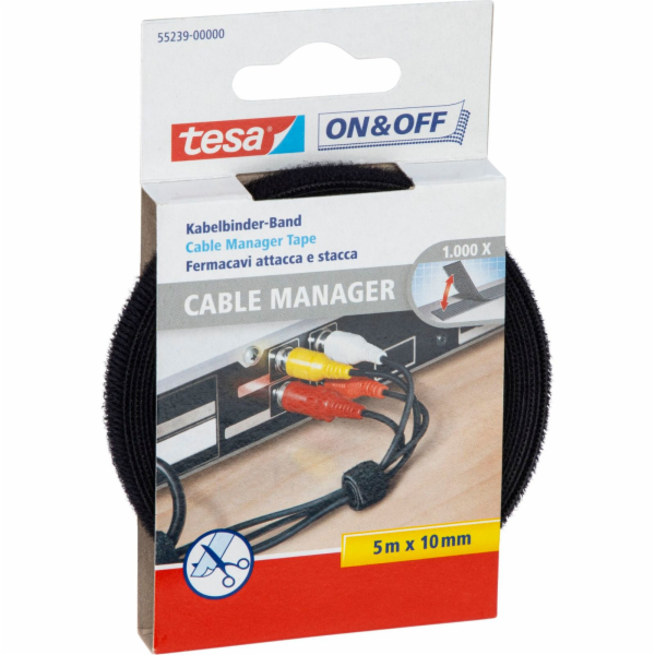 Tesa On&Off Kabelbinder 5mx10mm Universal schwarz 55239