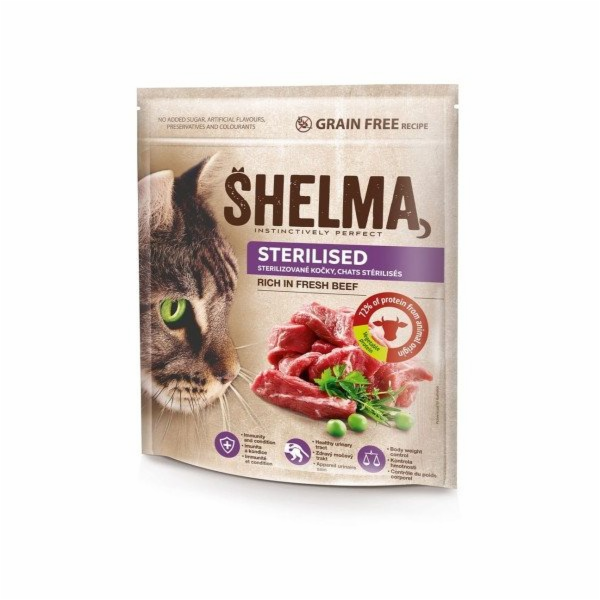 SHELMA Sterilised Rich in beef - suché krmivo pro kočky -...