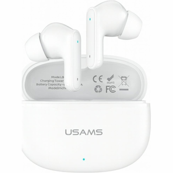 USAMS Bluetooth 6.0 E05 TWS sluchátka bílá