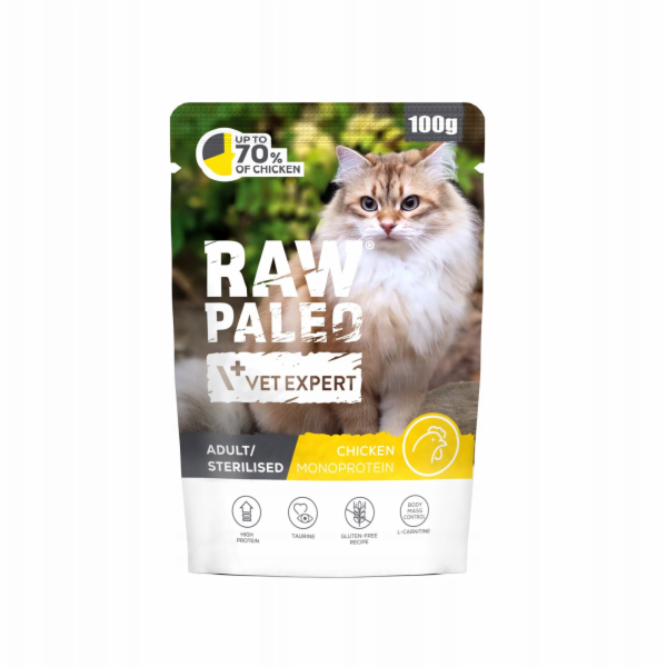 VetExpert Raw Paleo Adult Sterilised Chicken - mokré krmi...