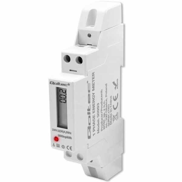 Qoltec Jednofázový elektronický elektroměr | Měřič spotře...