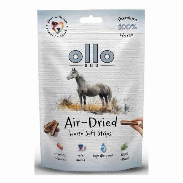OLLO Air-Dried Horse strips - pamlsek pro psa - 80g
